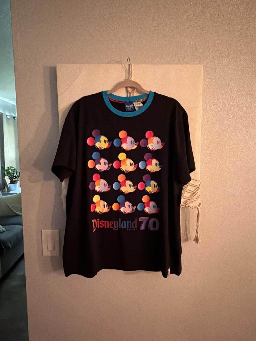 Disneyland Resort 70th Anniversary Black T-Shirt with Multi-Color Mickey Graphic